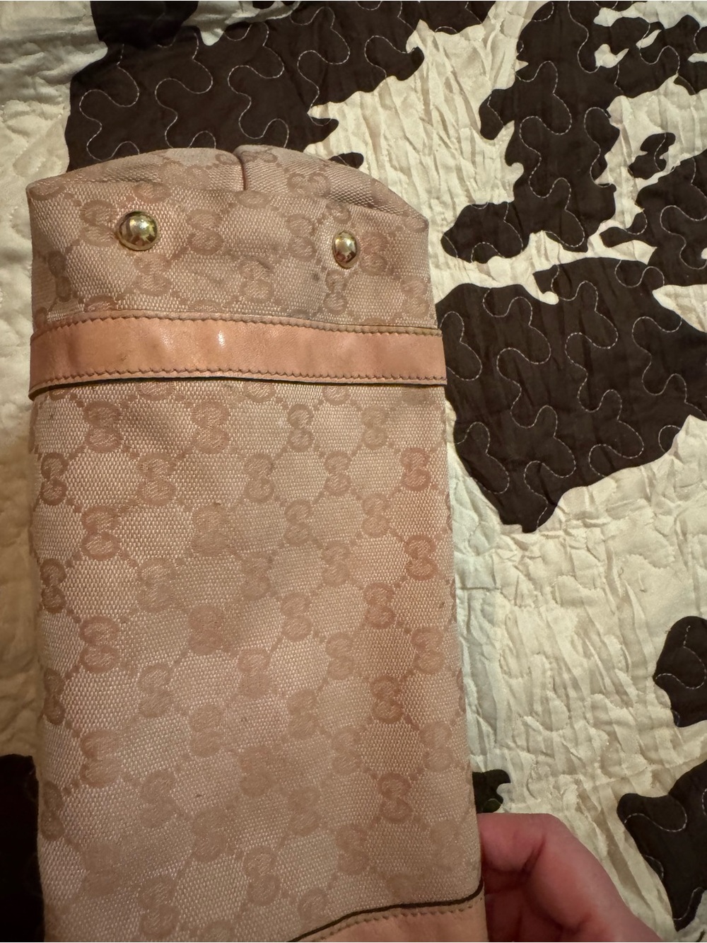 Gucci Crystal Abbey Monogram Canvas Tote with Leather Trim - Picture 4 of 16